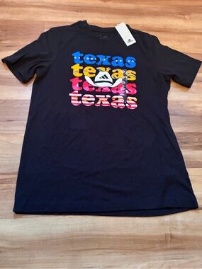 adidas Black Short-Sleeve Tee with Multicolor 'Texas' Graphic